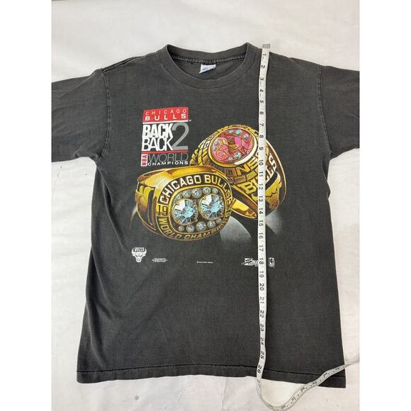 Vintage 1991 Chicago Bulls Back 2 Back Champions Rings Single Stitch Shirt Large - Picture 3 of 9